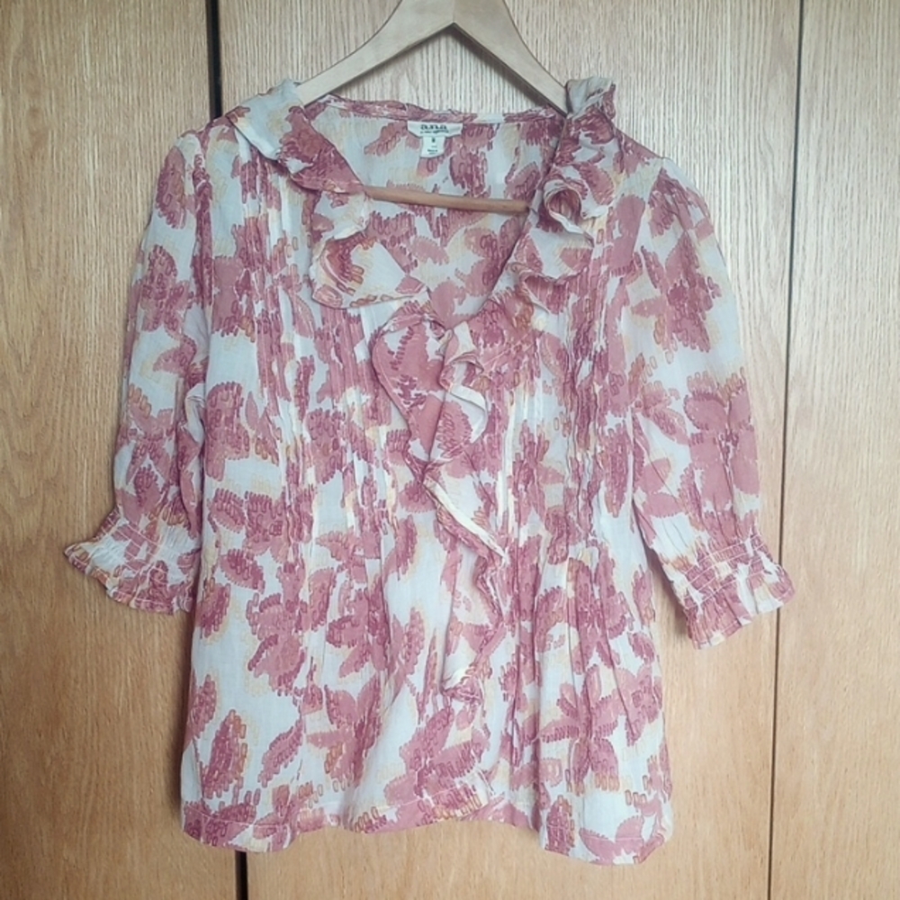 Floral Ruffle Swing Blouse